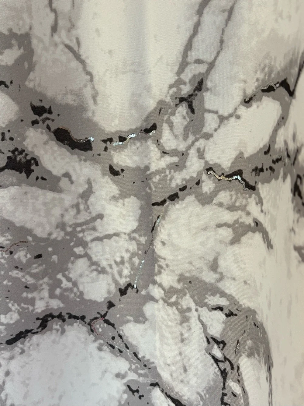 MARBLE White and Gray Marble-Print Shower Curtain